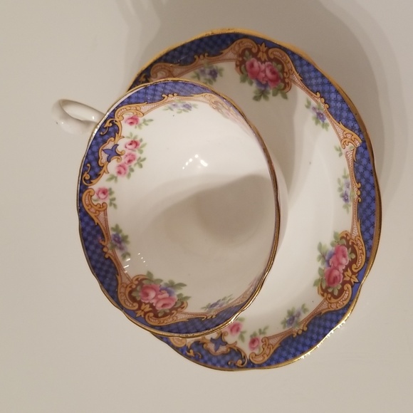 Vintage Aynsley Teacup & Saucer Set Bone China A4191 / White, blue, floral - Picture 9 of 17